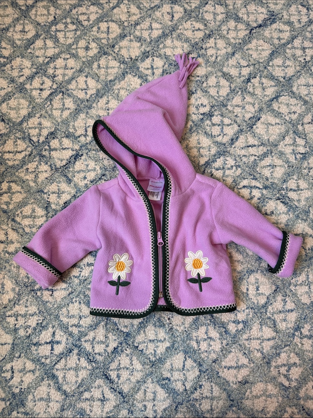 Hanna Andersson Lavender Hooded Fleece Jacket with Daisy Patches